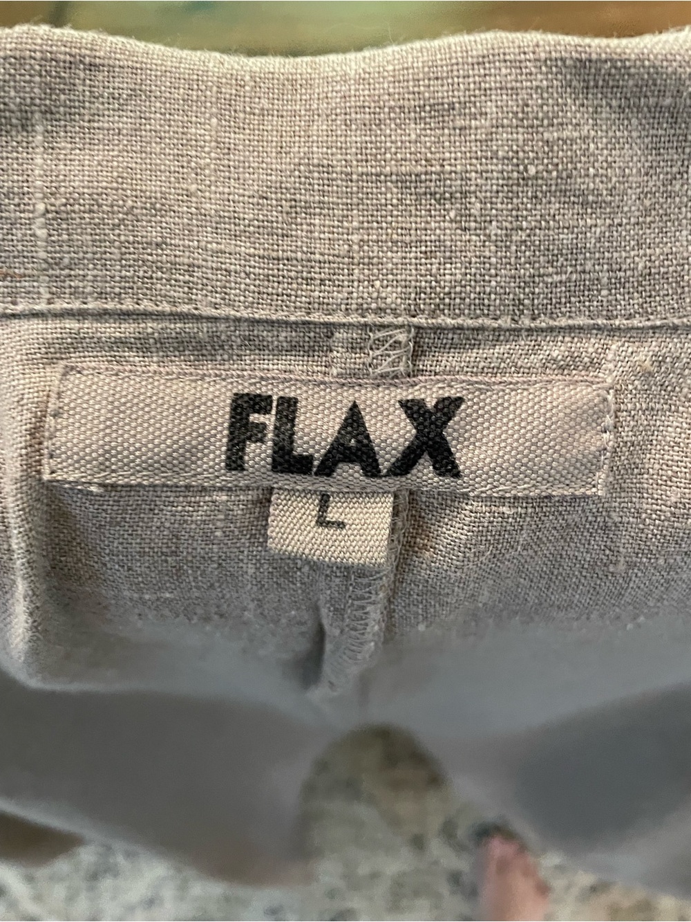 Flax Lagenlook Taupe/Beige 100% Linen Button Front Jacket Artsy Flowy Boho L - Picture 6 of 9
